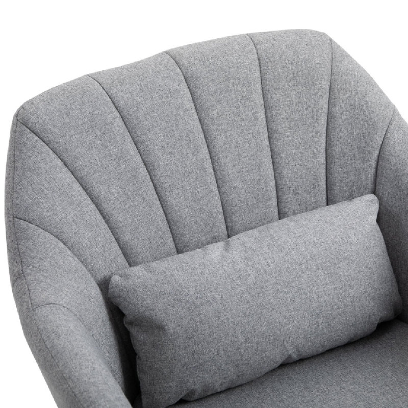 Upholstered Accent Chair, Light Grey Linen