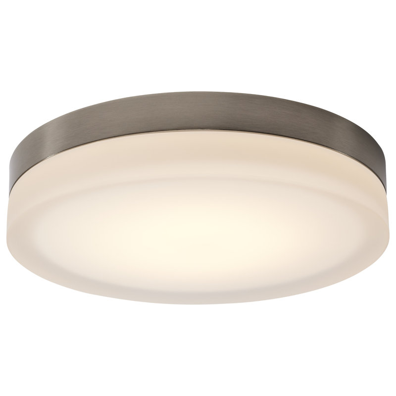 Plafonnier encastré en verre à DEL, Nickel brossé, H 3,13 po x l 14 po x P 14 po