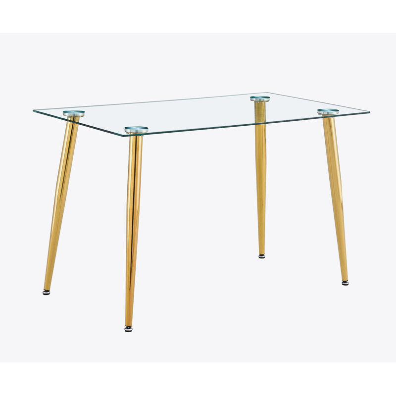 Bartlesville Metal Base Dining Table, 30.11" H x 27.55" W x 47.24" L, Gold