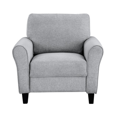 Chaise rembourrée en tissu texturé gris foncé pour un décor de salon traditionnel