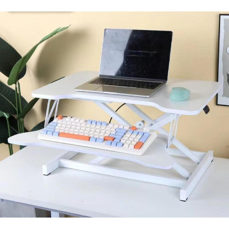 32 Inch Desk Converter, Height Adjustable Sit To Stand Riser, Dual Monitor And Laptop Workstation With Wide Keyboard Tray