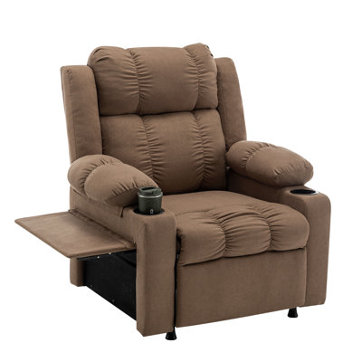 31.7" Wide Modern And Classic Soft Overstuffed Power Standard Chair - Heated Massage Recliner With Tray Table & Dual Cup Holders