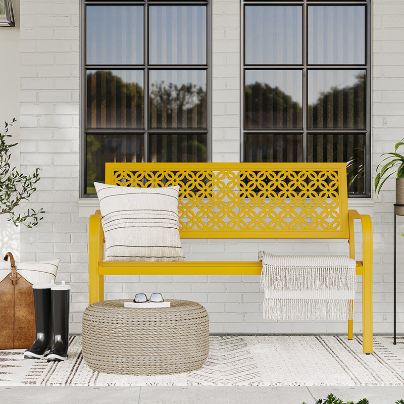 Banc de jardin en acier Roselynne, Jaune