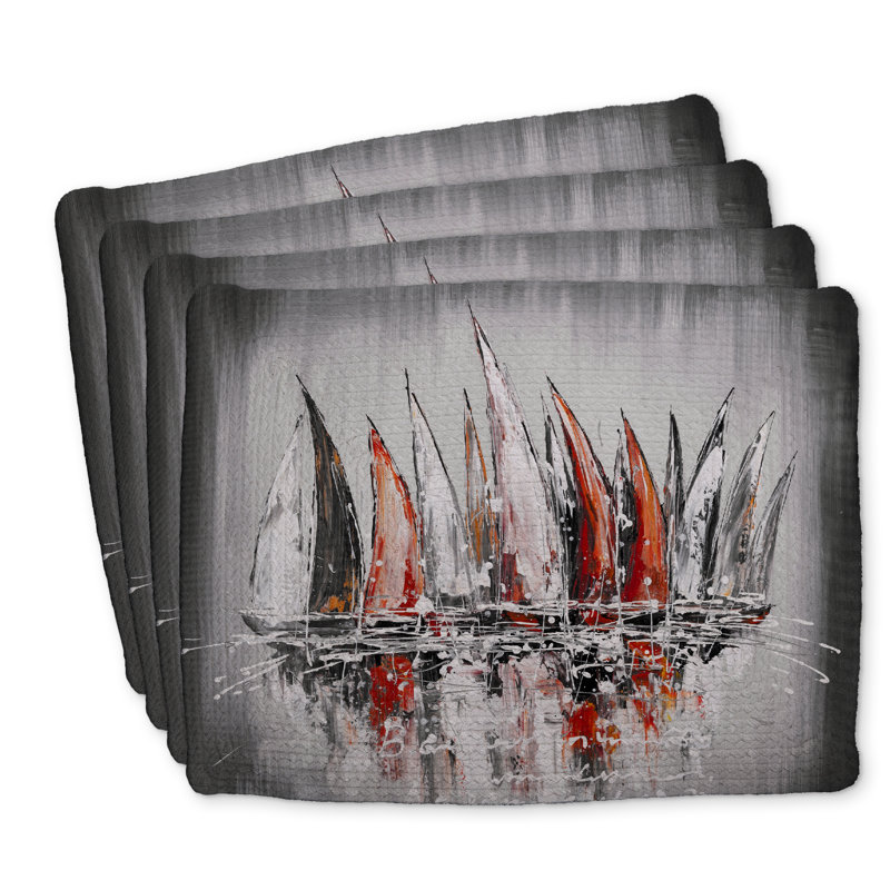Ensemble de 4 napperons voiliers en polyester