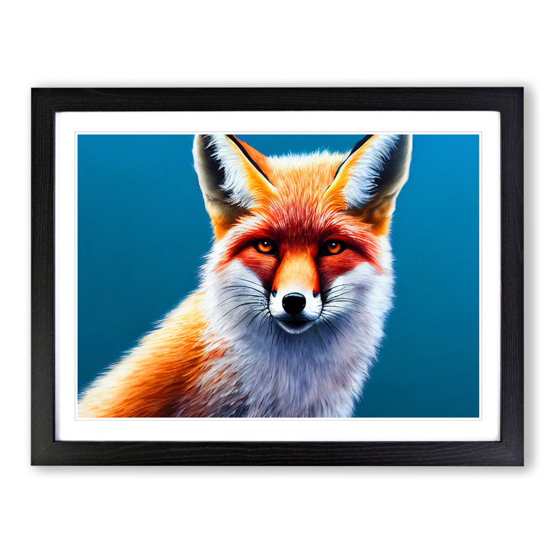 Fierce Fox - Single Picture Frame Print, Black, 34cm H x 46cm W x 2cm D