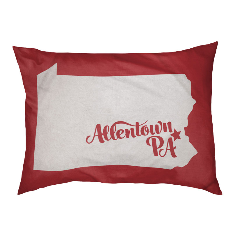 Coussin stylisé allentown de pennsylvanie, Petit (L 18 po x l 28 po), Rouge