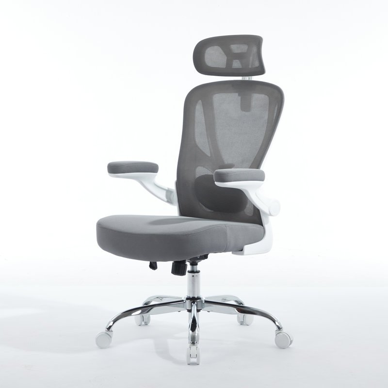  Chaise de bureau ergonomique avec soutien lombaire, appui-tête, fonction berçante, accoudoirs FLIP-up