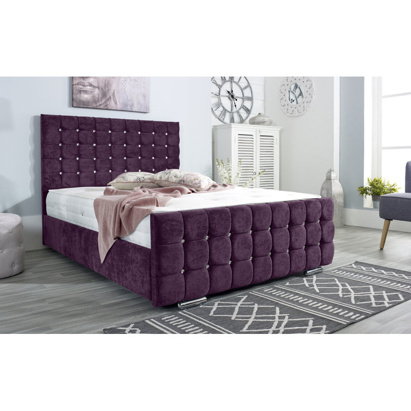 Woodring Upholstered Bed Frame, Single (3'), Purple