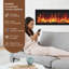 Foyer électrique 72 po encastré ou mural, 12 couleurs de flamme, compatible avec Google et Alexa Home, bûches et cristaux, télécommande-544812856