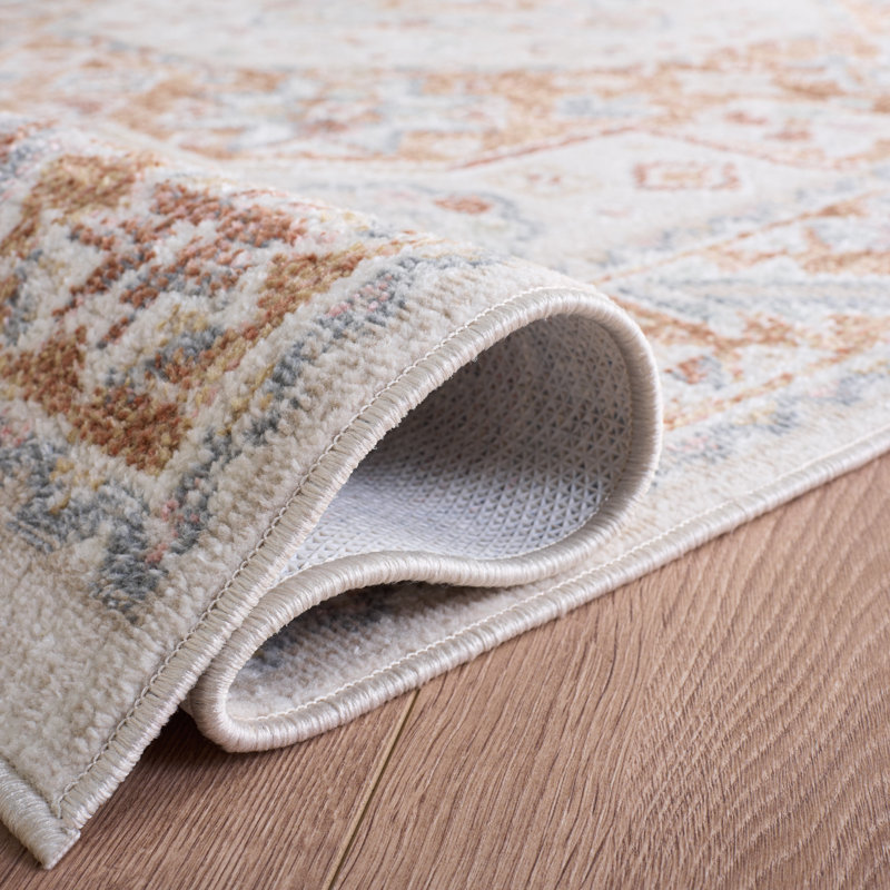 Helfrich Oriental Area Rug in Beige/Rust, Square 6'7"