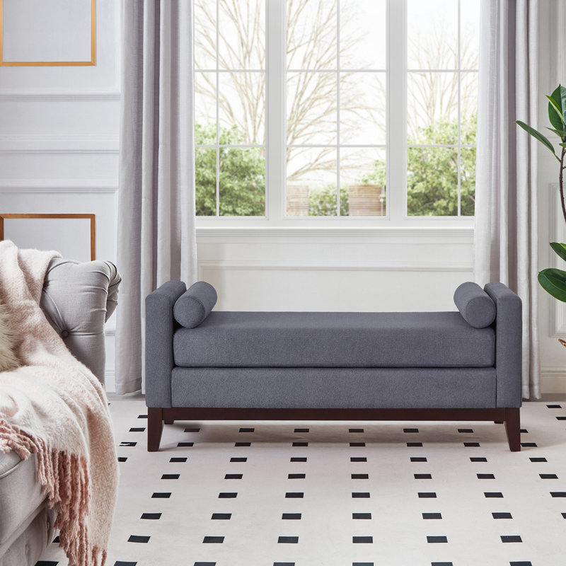 Grand repose-pieds rembourré en tissu avec coussins, Gris foncé