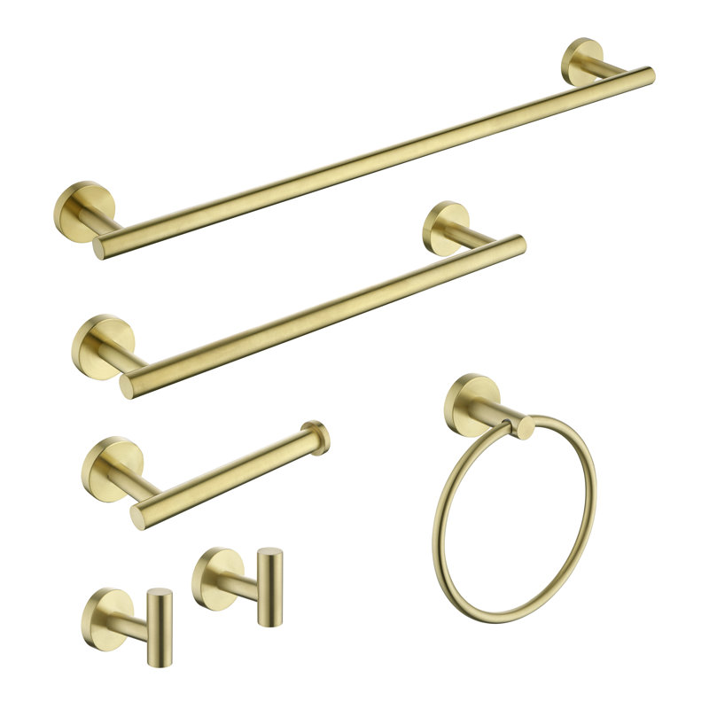Ensemble de quincaillerie de salle de bain 6 pièces Fruithurst, Or brossé