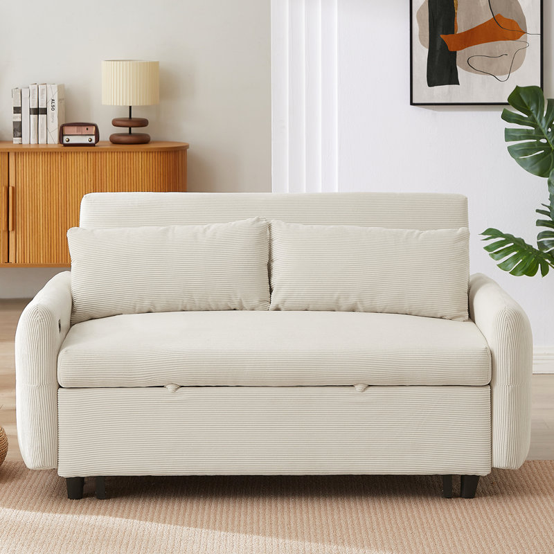 Canapé-lit beige avec tissu confortable et 3 angles réglables