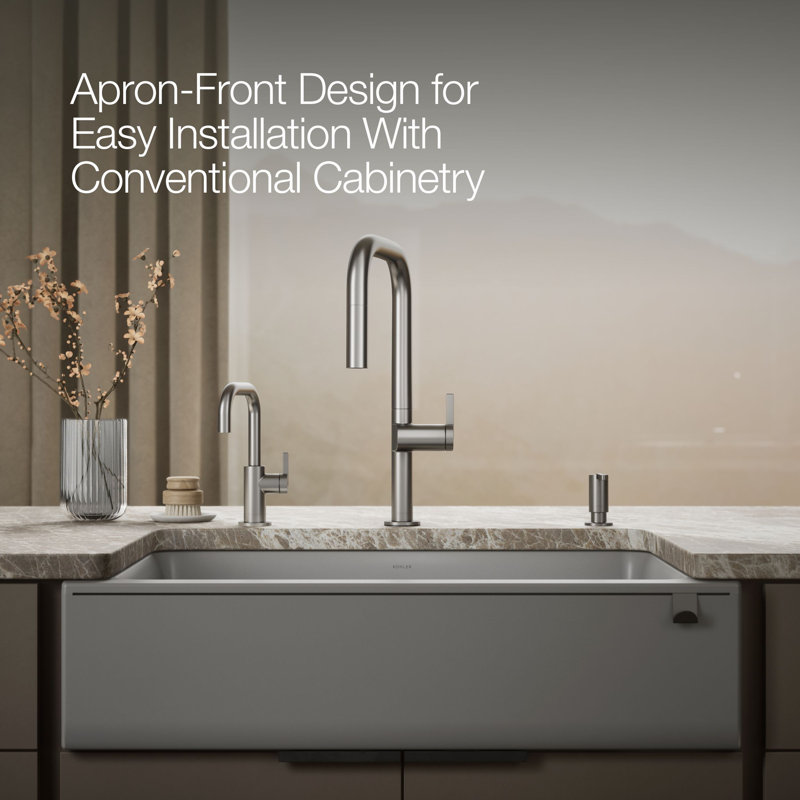 Cairn® Undermount Single-Bowl Farmhouse Kitchen Sink, Gray