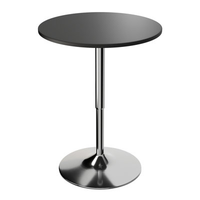 Ojavi Bistro Pub Table Round Adjustable Height Bar Cocktail Table Dining Table with Chrome Base