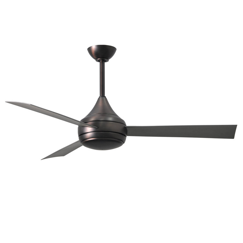 Donaire LED Outdoor Downrod Ceiling Fan, Brushed Bronze, Brushed Stainless