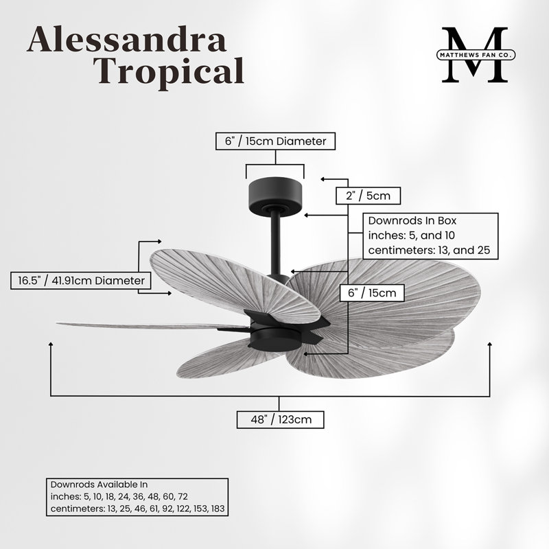 Alessandra - Five Blade Ceiling Fan, Matte Black, Barn Wood Tone