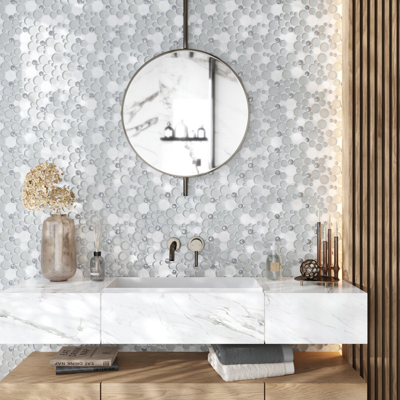 11.6"X11.6" Sparkly Glass And Stone Mosaic Tile