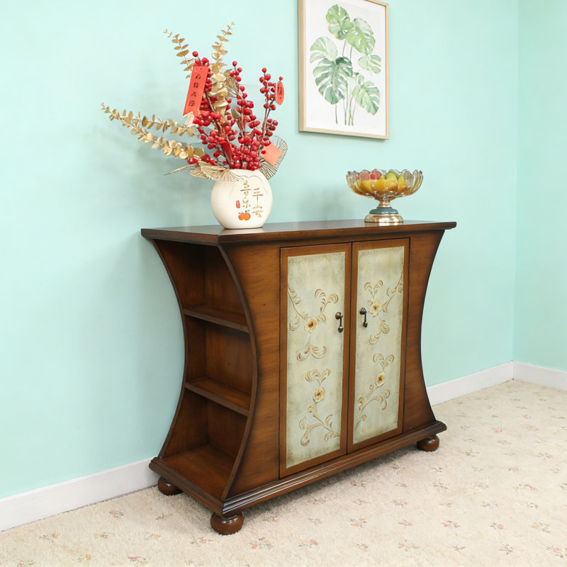Vibrant Painted Wooden Storage Accent Cabinet
