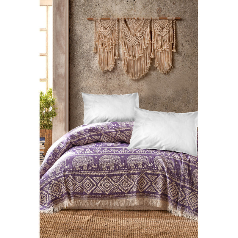 Luxueuse couverture double piqué 100% coton, 86,6 po x 94,5 po | 310 g / m², lavable en machine à 86 ° F | Couleur douce, parfaite pour se détendre les nuits froides, design élégant et durable pour la décoration intérieure