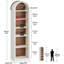 Bibliothèque étroite de 75,8 po de hauteur avec tablettes ouvertes, bibliothèque arquée avec rangement, bibliothèque de style maison de campagne à 6 niveaux avec tablette réglable-1375772480-1375772483