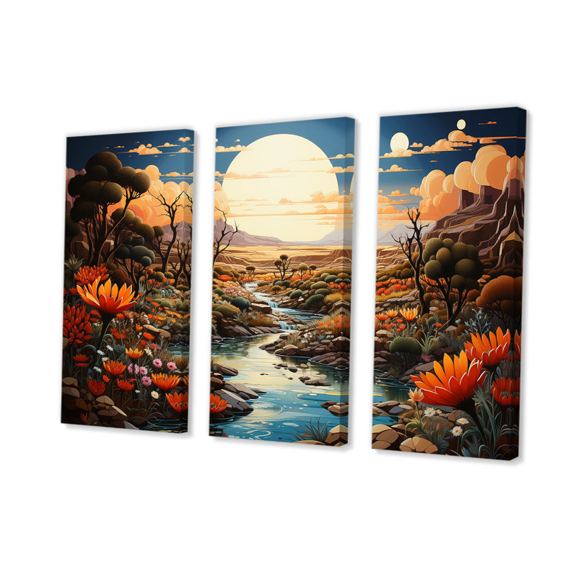 «Native Desert Oasis Blooms II» - art mural désert, H 28 po x l 36 po, Toile tendue