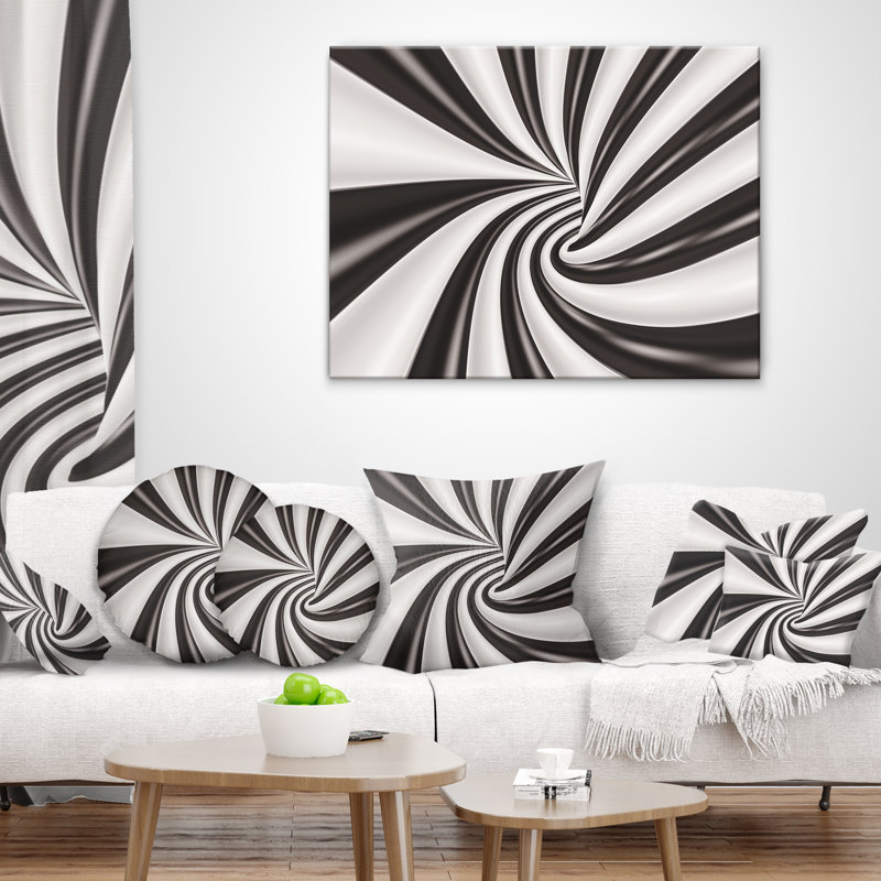 Coussin décoratif tunnel 3d fractal, H 16 po x l 16 po