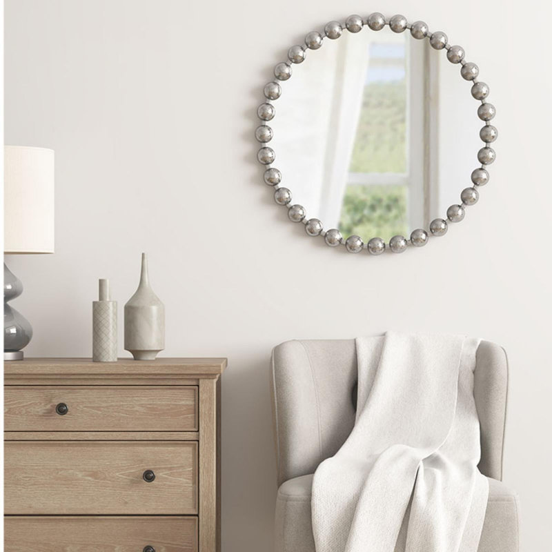 Miroir mural rond, Argent argent, 27 po x 27 po