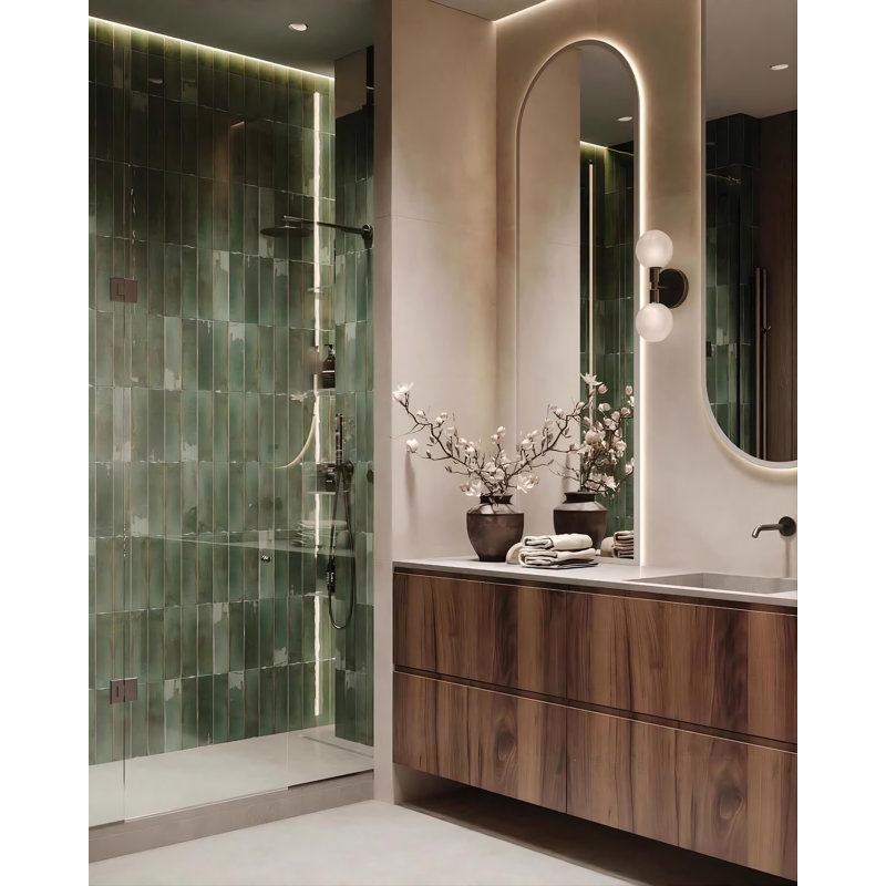 Granadella Glossy Porcelain Tile, 2.5x8.8, Esmeralda