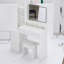 Meuble-lavabo de 41 po avec tabouret de chevet de grande taille et tabouret rembourré de 41 po, très grand miroir à DEL à commande tactile, interrupteur à 3 couleurs, commode à plusieurs étages avec rangement haute capacité, convient aux grands espaces-1747420967