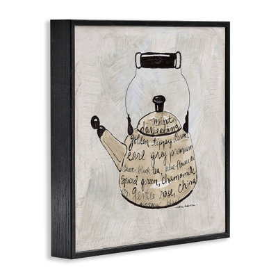 Tea Types on Kettle Framed Giclee Art, design by Carol Robinson