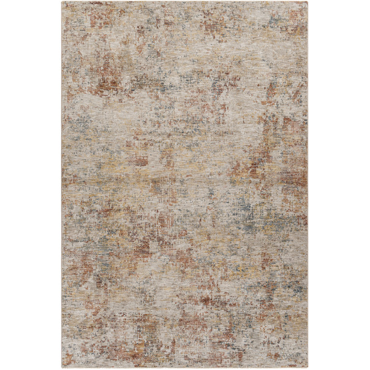 Rayia Abstract Machine Woven Polyester Area Rug in Rust