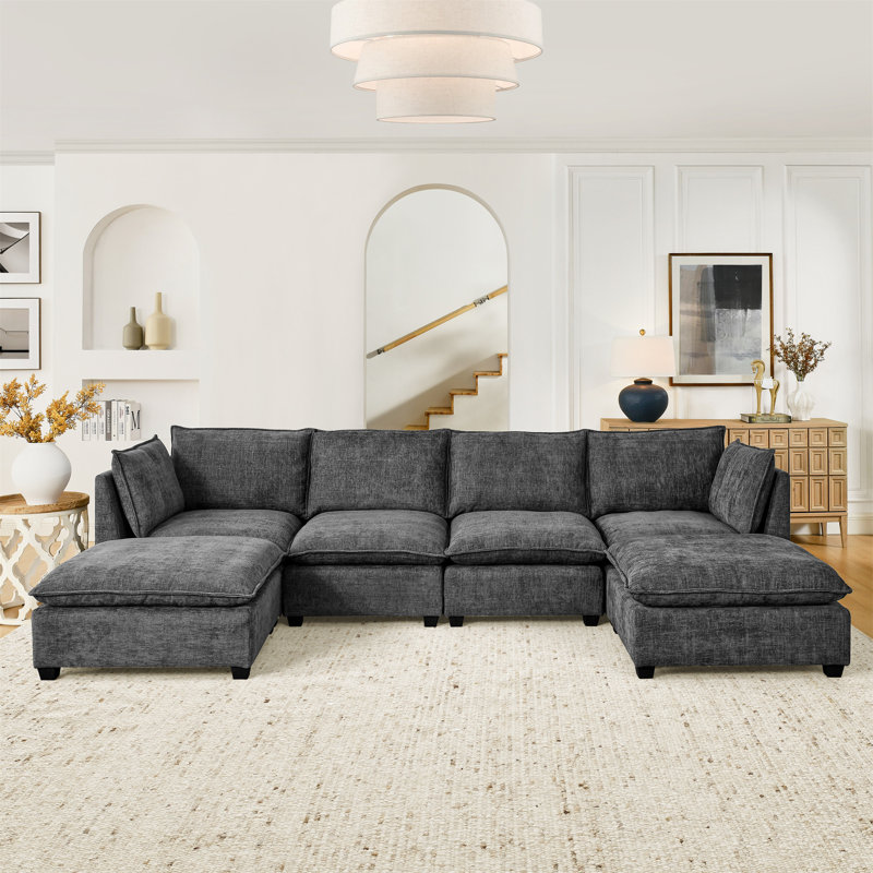 Canapé modulaire Comfy Cloud Couch, H 35,4 po x l 140 po x P 64 po, Bleu