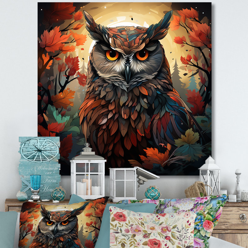 Mysterious Owl Forest III - Art mural hibou, Toile tendue, H 16 po x l 16 po x P 1 po