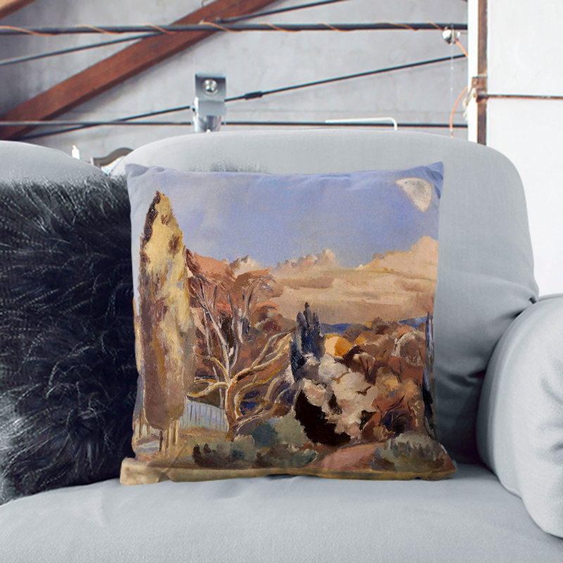 Landscape and Moon Scatter Cushion with Filling, 55cm H x 55cm W x 20cm D