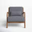 Solid Wood Accent Chair with Lumbar Pillow & Toss Cushion, Linen-Blend Armchair with Square Arms, Mid-Century Lounge Chair for Living Room & Bedroom-1661194110