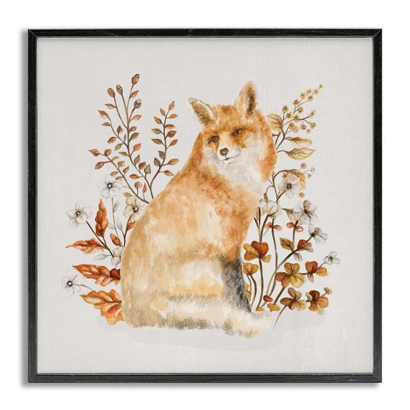 Renard rustique et art botanique par Janice Gaynor, Estampe numérique Farmhouse, H 12 po x l 12 po