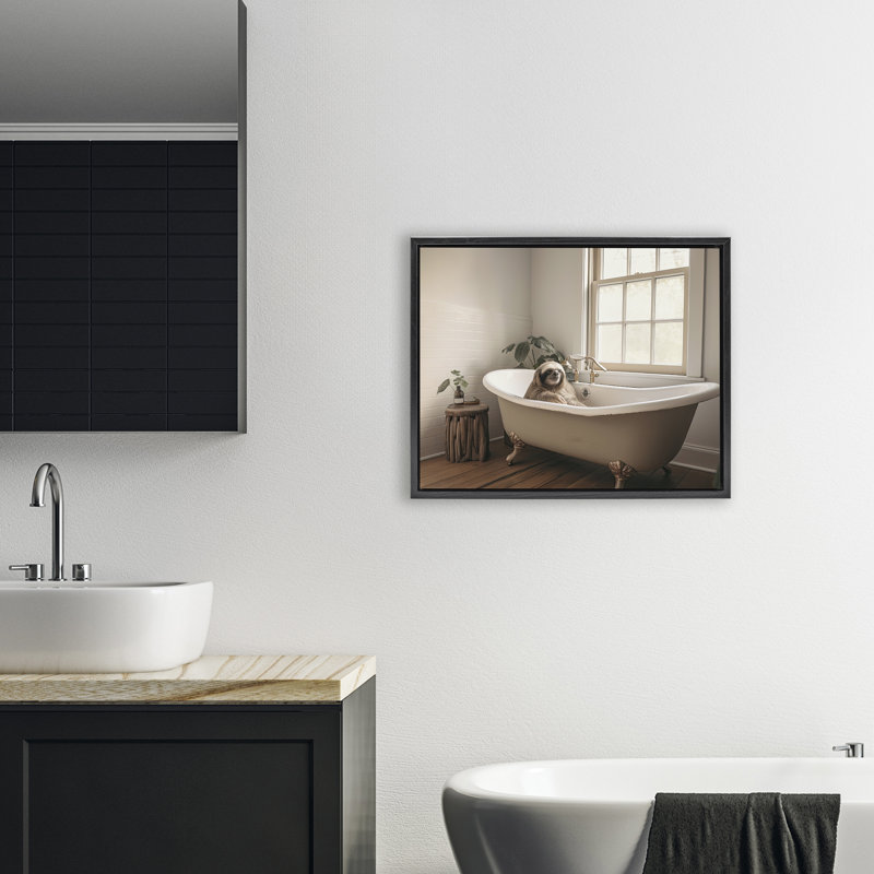 Cadre flottant Soft Sloth Bath Time, design par Sasha, Cadre flottant noir de jais, H 17 po x l 21 po