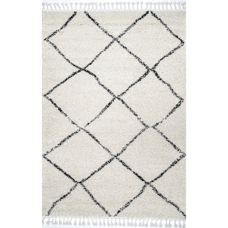 Mansel Trellis Area Rug for Living Room Bedroom Dining Room, Off White/Charcoal