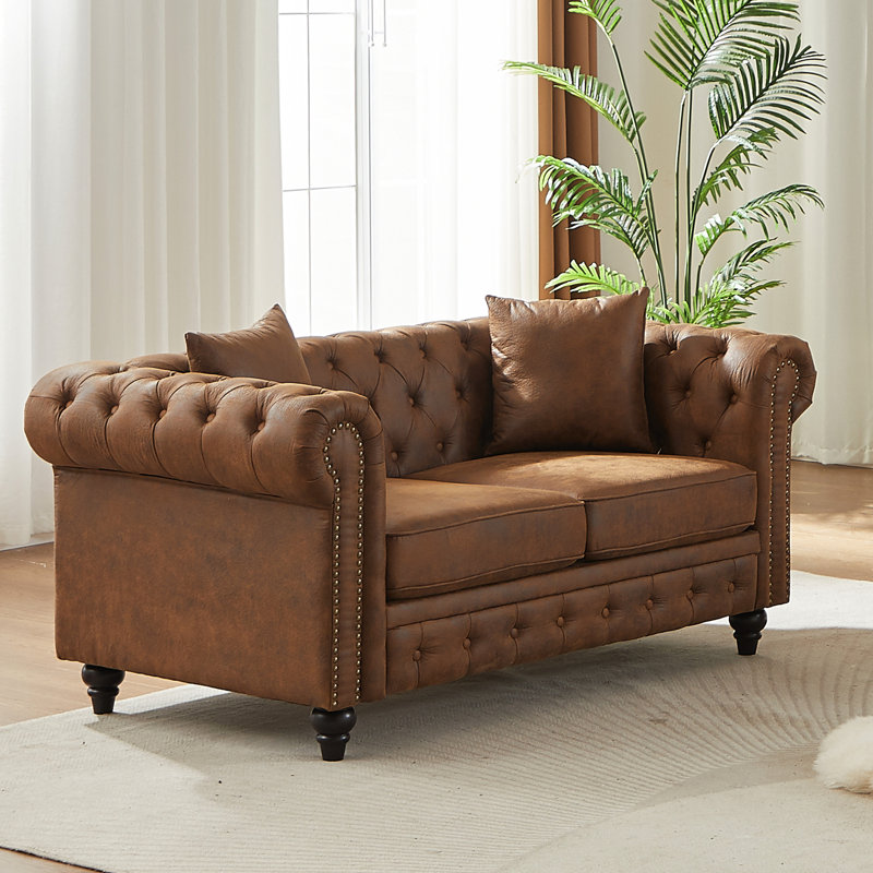 Canapé chesterfield de conception contemporaine, Brun
