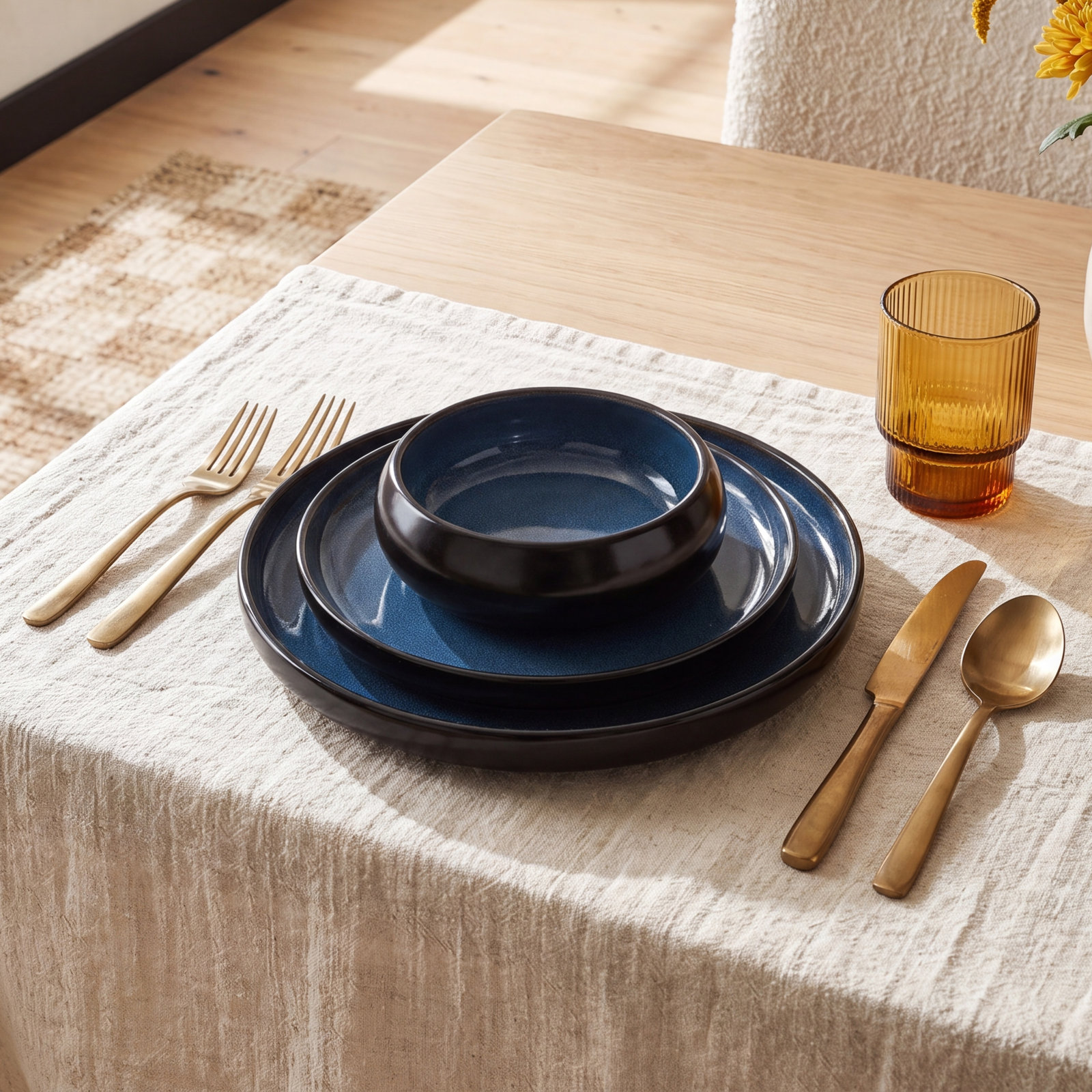 Lagoon Stoneware Dinnerware Set, Blue
