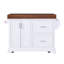 Grand îlot de cuisine K&K de 53 po avec bureau de 3,5 po d'épaisseur, supports à épices et à serviettes, îlot de cuisine roulant avec rangement sur 5 roulettes, 2 très grands tiroirs, pour la maison, la cuisine, la salle à manger, blanc-202189741