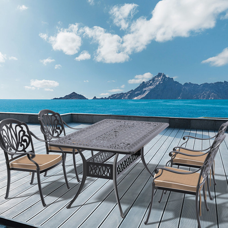 Mobilier de patio noir avec coussins - structure en aluminium, corrosion, conception ergonomique toutes saisons, sièges confortables résistants aux intempéries