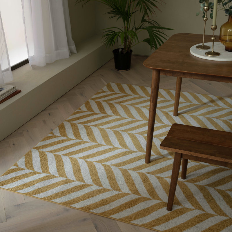 Braun Chevron Yellow Area Rug, Rectangle 160 x 230cm