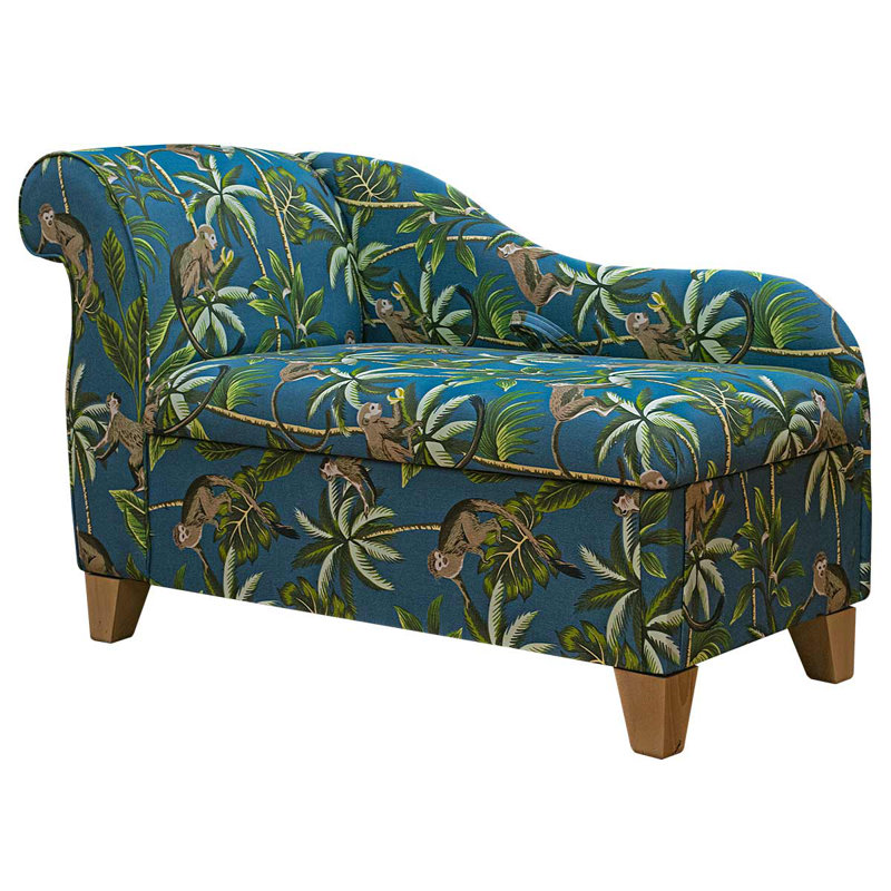 Upholstered Chaise Lounge, Teal