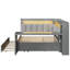 Lit de jour double avec lit gigogne, tablettes de rangement, bureau et lumière DEL, tête de lit tapissier - gris-1360315510