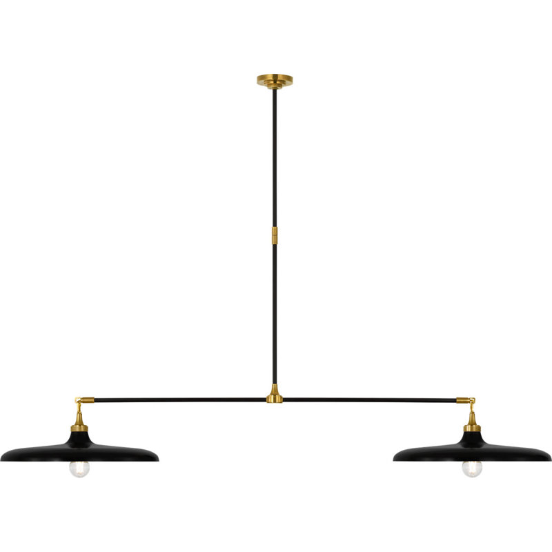Piatto 63" Linear Pendant with Shade, Hand-Rubbed Antique Brass/Aged Iron