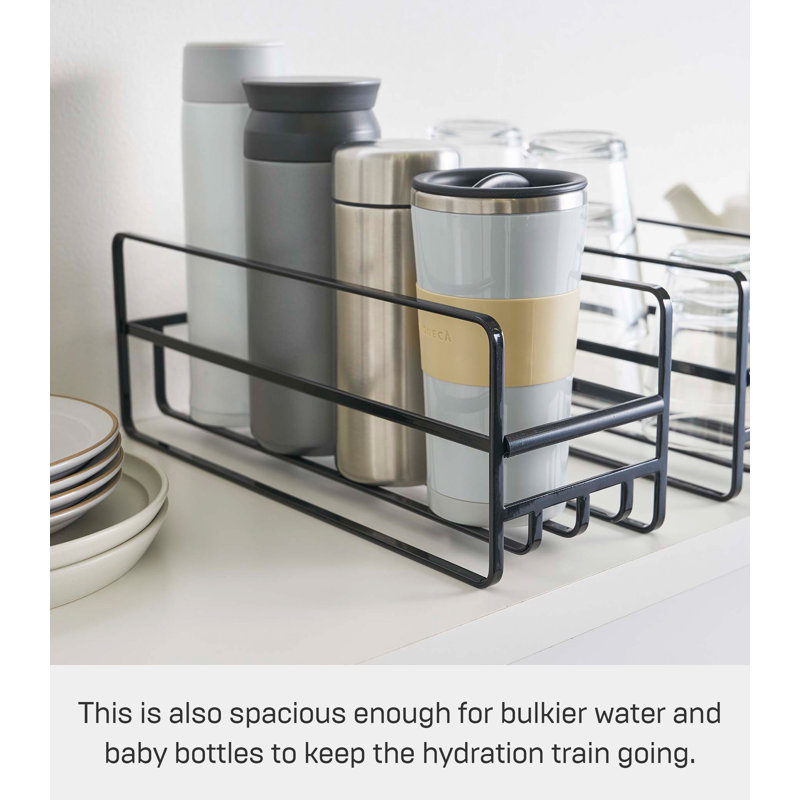 Black Steel Glass and Mug Cabinet Organizer