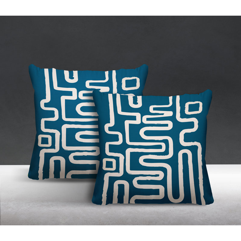 Coussin décoratif carré intérieur / extérieur Miroir, L 19 po x H 19 po, Turquoise