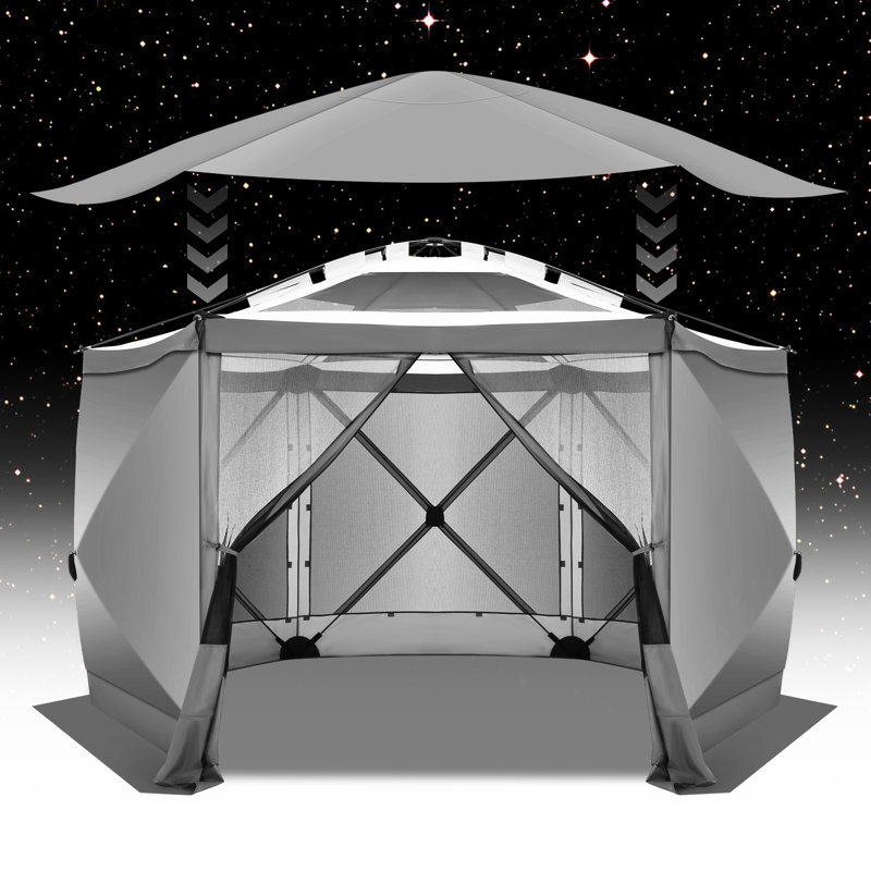 Tente de pavillon avec abattant 12 po x 12 pi, Gris